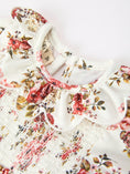 Load image into Gallery viewer, Fall Garden Baby Romper Smocked Petal Collar Bow
