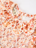 Load image into Gallery viewer, Fall Rust Floral Baby Romper Smocked Petal Collar
