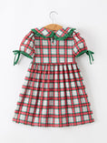 Load image into Gallery viewer, Christmas Tree Plaid Girls Dress Petals Collar Ruffle
