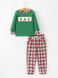Load image into Gallery viewer, Christmas Tree Plaid Boys Set Long Sleeve Top Pants
