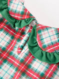 Load image into Gallery viewer, Christmas Tree Plaid Girls Dress Petals Collar Ruffle
