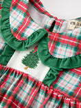 Load image into Gallery viewer, Christmas Tree Plaid Girls Romper Petals Collar Ruffle
