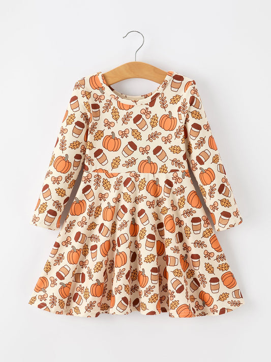Thanksgiving Pumpkin Pie Girls Twirl Dress