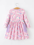 Load image into Gallery viewer, Pink Unicorn Girls Pocket Dress Rainbow Star Print
