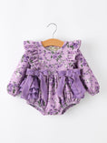 Load image into Gallery viewer, Fall Lavender Floral Print Girls Long Sleeve Romper
