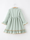 Load image into Gallery viewer, Fall Plaid Girls Dress Pumpkin Applique Ruffle Button Dress
