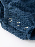 Load image into Gallery viewer, Thanksgiving Fall Turkey Applique Navy Baby Girls Romper
