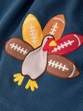 Load image into Gallery viewer, Thanksgiving Turkey Applique Girls Outfit Set Navy Top Orange Pants Set
