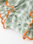 Load image into Gallery viewer, Fall Plaid Baby Girl Romper Pumpkin Bow Peter Pan Collar
