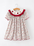 Load image into Gallery viewer, Fall Pumpkin Embroidery Girls Dress Floral Ruffle Collar Dress
