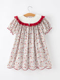 Load image into Gallery viewer, Fall Pumpkin Embroidery Girls Dress Floral Ruffle Collar Dress
