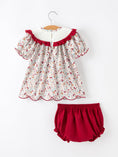 Load image into Gallery viewer, Fall Pumpkin Embroidery Baby Girl Outfit Set Red Bloomer Set
