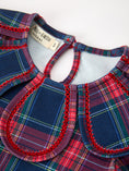 Load image into Gallery viewer, Fall Plaid Girl Dress Petal Collar Puff Sleeve Long Sleeve
