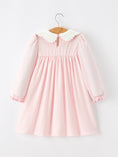 Load image into Gallery viewer, Pink Duck Embroidered Baby Girl Dress Peter Pan Collar Bow Dress
