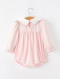 Load image into Gallery viewer, Pink Duck Embroidered Baby Girl Romper Ruffle Collar
