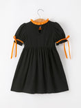 Load image into Gallery viewer, Girls Halloween Dog Pumpkin Applique Dress Puff Sleeve

