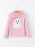 Load image into Gallery viewer, Girls Ghost Bow Knit Sweater Halloween Cute Embroidered Pullover
