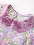 Load image into Gallery viewer, Purple Floral Girls Dress Velvet Collar Bow Long Sleeve Dress
