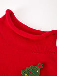 Load image into Gallery viewer, Baby Girl Christmas Red Knit Sweater with Embroidered Tree Appliqué
