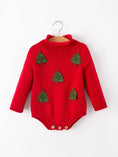 Load image into Gallery viewer, Baby Girls Christmas Red Knit Tree Appliqué Romper
