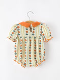 Load image into Gallery viewer, Fall Floral Stripe Baby Romper Petals Collar Smocked Puff Sleeve
