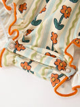 Load image into Gallery viewer, Fall Floral Stripe Baby Romper Petals Collar Smocked Puff Sleeve
