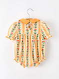 Load image into Gallery viewer, Fall Floral Stripe Baby Girls Romper Petals Collar Smocked
