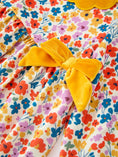 Load image into Gallery viewer, Floral Girls Dress Yellow Velvet Collar Bow Puff Sleeve Dress
