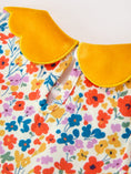 Load image into Gallery viewer, Floral Girls Dress Yellow Velvet Collar Bow Puff Sleeve Dress
