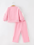 Load image into Gallery viewer, Girls Pink Bow Trim Sweatshirt and Pants Set
