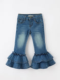 Load image into Gallery viewer, Girls Denim Leggings Ruffle Bell Bottom Pants
