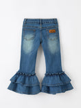 Load image into Gallery viewer, Girls Denim Leggings Ruffle Bell Bottom Pants
