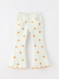 Load image into Gallery viewer, Girls Pumpkin Embroidered Wide-Leg Pants Fall Scallop Hem Casual Pants
