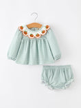 Load image into Gallery viewer, Halloween Thanksgiving Embroidered Pumpkin Girls Bloomer Set
