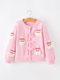 Load image into Gallery viewer, Baby Girl Christmas Pink Santa Bow Knit Cardigan Sweater
