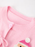 Load image into Gallery viewer, Baby Girl Christmas Pink Santa Bow Knit Cardigan Sweater
