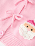 Load image into Gallery viewer, Baby Girl Christmas Pink Santa Bow Knit Cardigan Sweater
