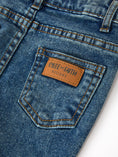 Load image into Gallery viewer, Girls Pumpkin Embroidered Flare Jeans Fall Denim Pants with Fringe Hem
