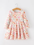 Load image into Gallery viewer, Thanksgiving Pumpkin Floral Girls Twirl Dress
