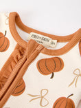 Load image into Gallery viewer, Fall Thanksgiving Pumpkin Ruffle Zip Sleeper Waffle Jumpsuit
