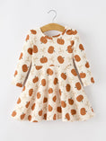 Load image into Gallery viewer, Girls Thanksgiving Pumpkin Bow Dress
