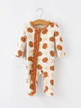 Load image into Gallery viewer, Fall Thanksgiving Pumpkin Ruffle Zip Sleeper Waffle Jumpsuit
