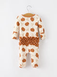 Load image into Gallery viewer, Fall Thanksgiving Pumpkin Ruffle Zip Sleeper Waffle Jumpsuit
