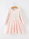 Load image into Gallery viewer, Girls Pink Christmas Ornament Print Flare Dress
