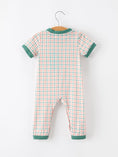 Load image into Gallery viewer, Baby Boy Christmas Embroidered Plaid Jonjon Romper
