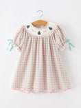 Load image into Gallery viewer, Girls Christmas Smocked Plaid Dress with Tree Embroidery
