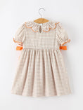 Load image into Gallery viewer, Thanksgiving Smocked Girls Dress Turkey Pumpkin Pie Embroidery
