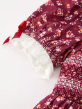 Load image into Gallery viewer, Burgundy Floral Smocked Girls Dress Peter Pan Collar Lace Trim
