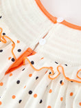 Load image into Gallery viewer, Halloween Pumpkin Smocked Girls Dress Polka Dot Ruffle Sleeve
