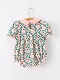 Load image into Gallery viewer, Fall Geometric Floral Baby Romper Petals Collar Smocked
